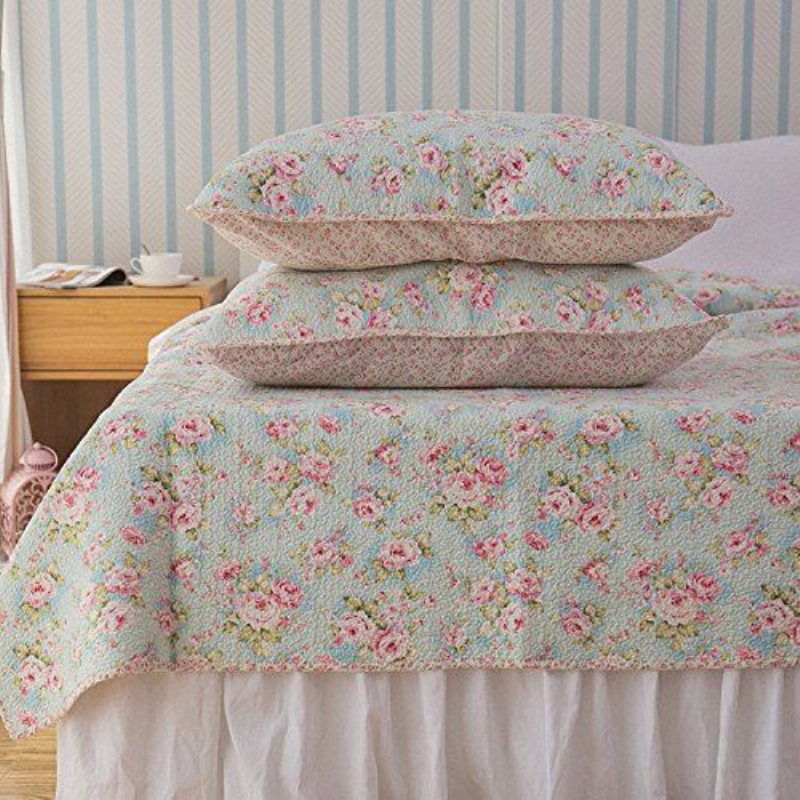 Romantisk Rose Blommig Sängkläder Set Girls Quilt Set Full Size