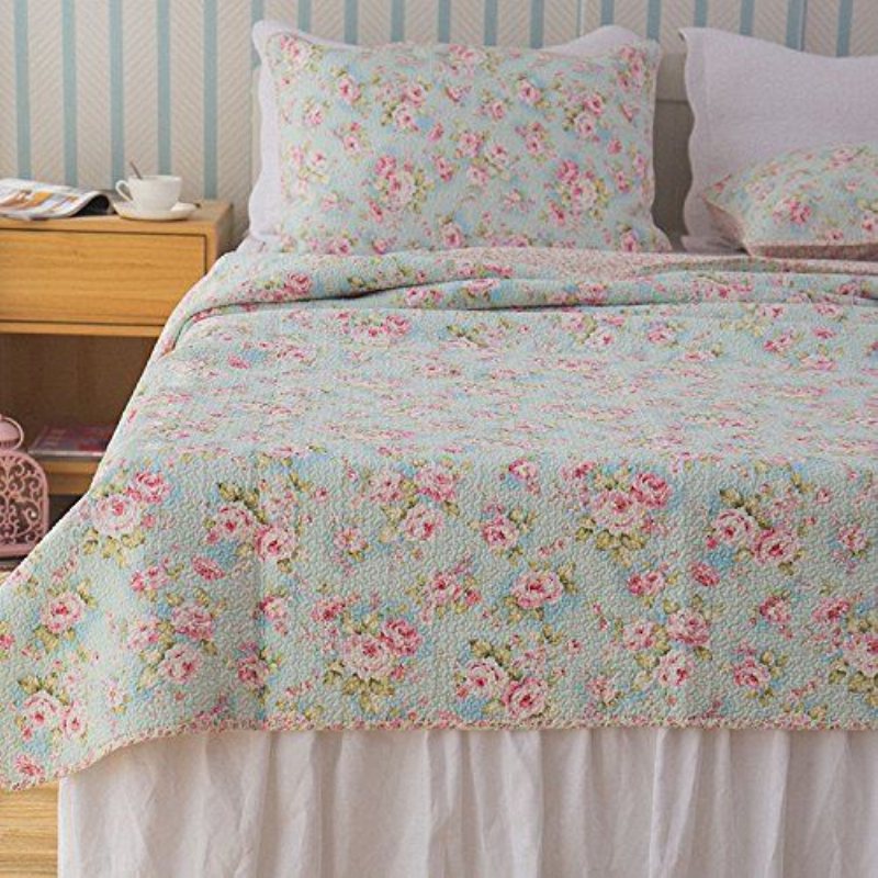 Romantisk Rose Blommig Sängkläder Set Girls Quilt Set Full Size