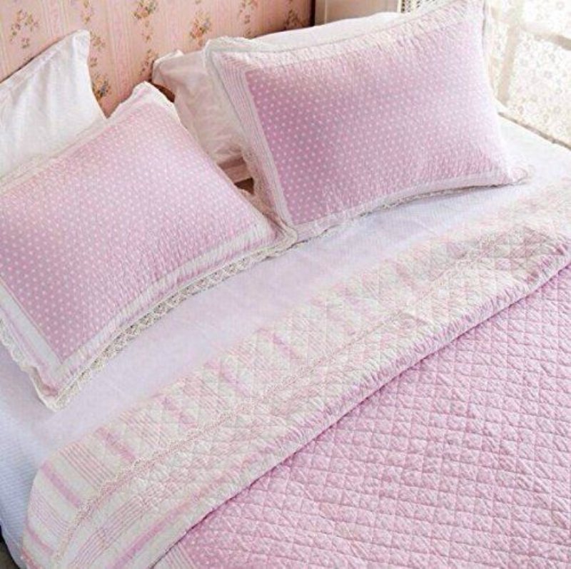 Rosa Blå Polka Dot Bed Quilt Set Barn Sängkläder Set Täcken Set Twin Full Size