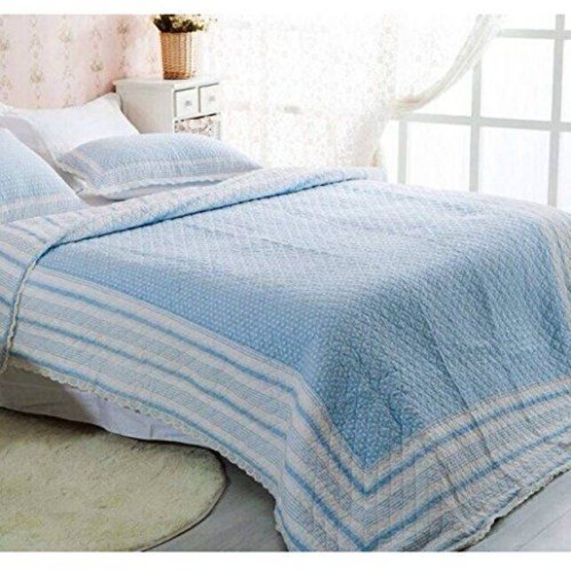 Rosa Blå Polka Dot Bed Quilt Set Barn Sängkläder Set Täcken Set Twin Full Size