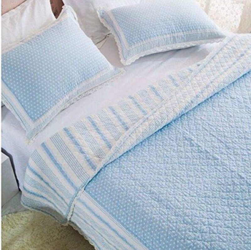 Rosa Blå Polka Dot Bed Quilt Set Barn Sängkläder Set Täcken Set Twin Full Size