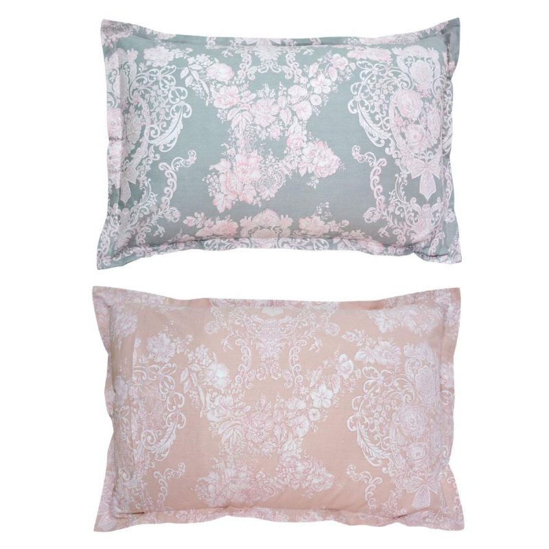 Sängkläder För Flickor 100 % Bomull Blush Damask Blommig Tryckta Lakan Sänglakansset Platta Fitted Örngott Set Rosa & Grå