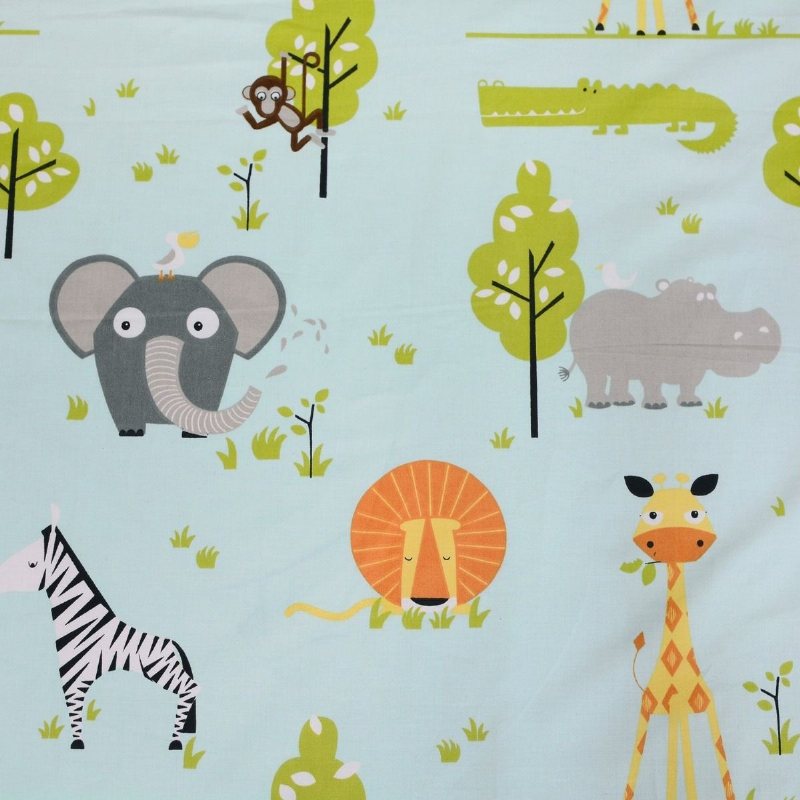 Sängkläder Set Woodland Elefanter Zebra Giraffe Lion Printed Påslakan Set 3-delat (inget Täcke Ingår)