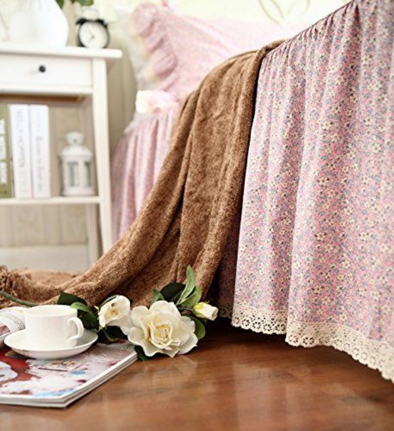 Shabby Elegant Rosa Blommor Print Sängkläder Set 4-delat