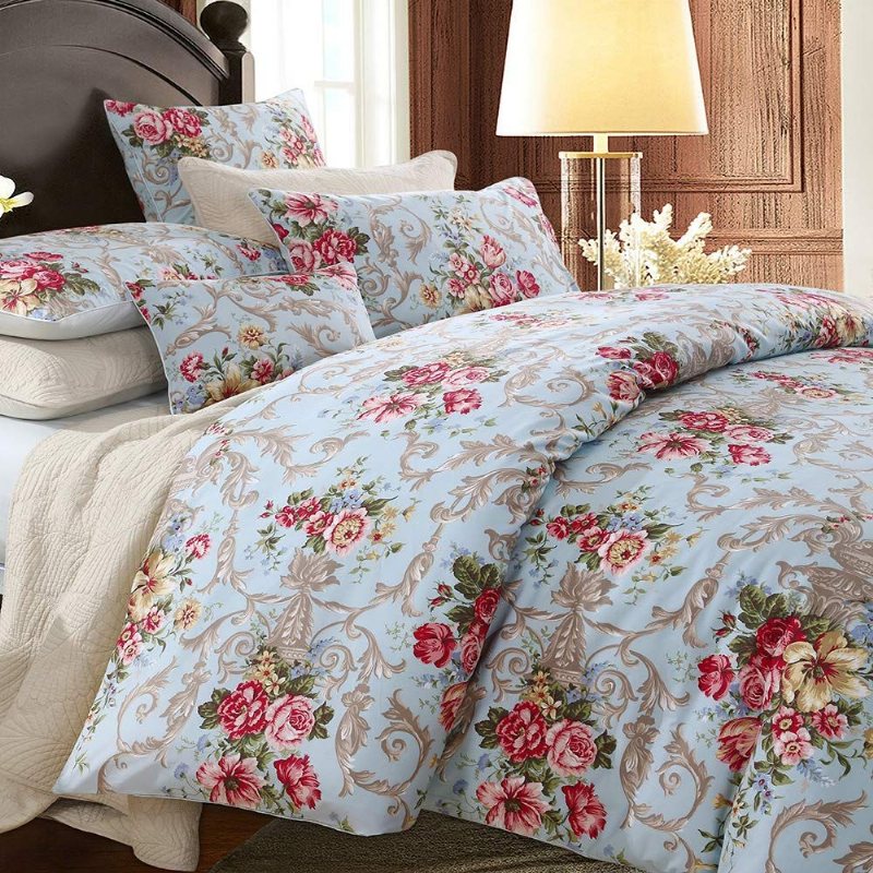 Shabby Floral Classic Luxury Peony Sängkläder Design 3st 100% Påslakanset I Egyptisk Bomull