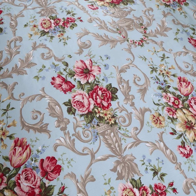 Shabby Floral Classic Luxury Peony Sängkläder Design 3st 100% Påslakanset I Egyptisk Bomull