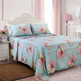 Shabby Floral Lakan Set Farmhouse Sängkläder 100% Bomull Set Deep Pocket Fitted Set 4-delad