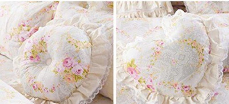 Spets Volang Påslakanset Blommönster Princess Koreansk Bomull Sängkläder Set Queen Size 8st