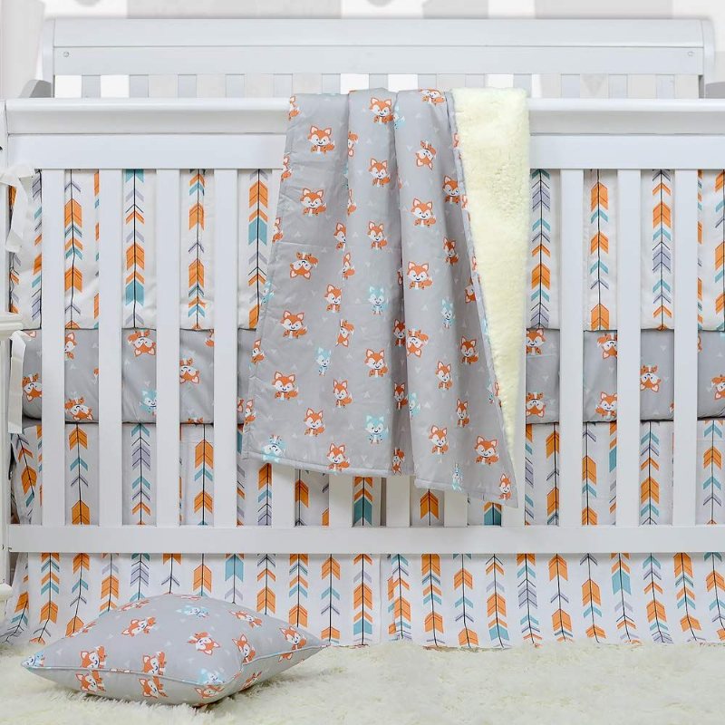 Spjälsängsängsatser För Pojkar Flickor Woodland Fox Arrow Baby Nursery Sängkläder Unisex100 % Andningsbar Bomull