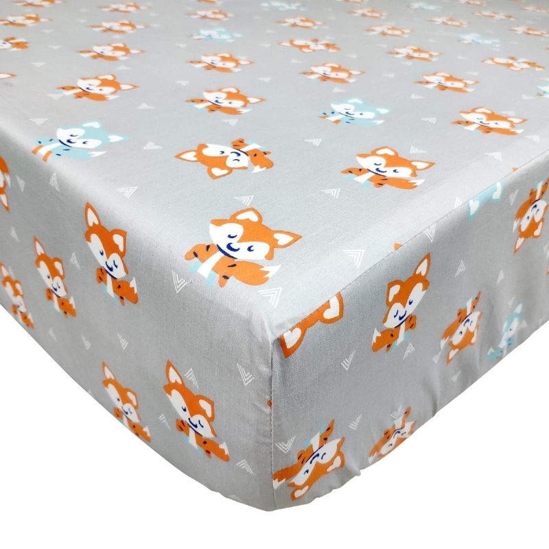 Spjälsängsängsatser För Pojkar Flickor Woodland Fox Arrow Baby Nursery Sängkläder Unisex100 % Andningsbar Bomull