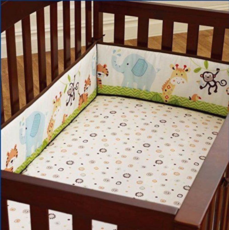 Spjälsängsset För Pojkar Med Stötfångare Nursery Jungle Baby Sängkläder Spjälsäng Set Elephant Monkey 9st Unisex