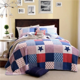 Star Kids Patchwork Twin Quilt Överkast Barn Sängkläder