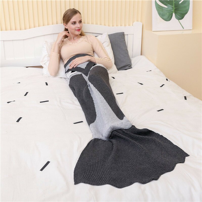 Stickad Uggla Mermaid Tail Filtar Sovsäck Fleece Tecknad Sängkläder Shark Filt