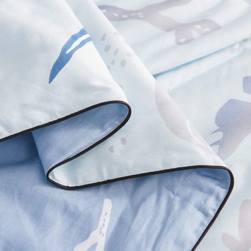 Summer Quilt Nautical Coastal Thin Lätt Täcke Ljusblå 100% Bomull Super Mjuk Vändbar 1 Styck