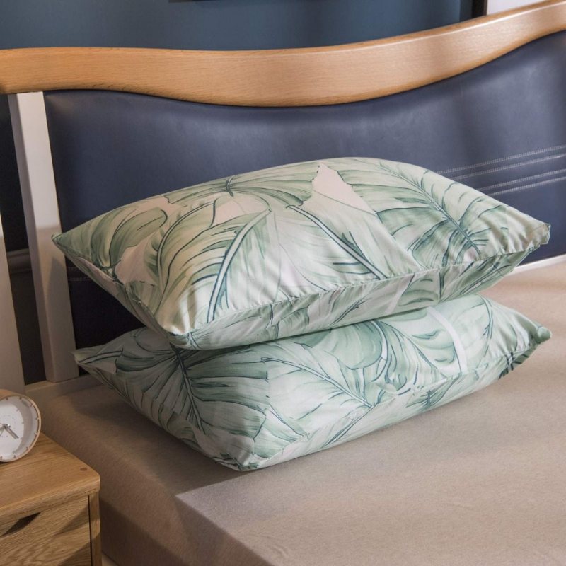 Tropical Sängkläder Set Gröna Palmblad Påslakan Kuddar Shams Fodral 1800 Trådantal Mikrofiber Sänglinne