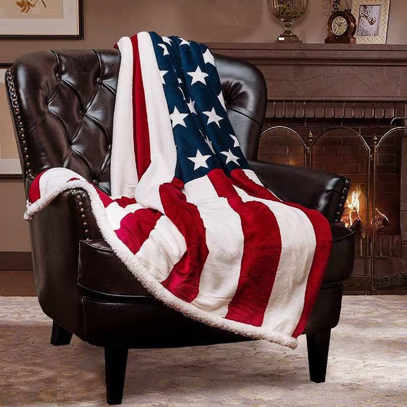 Vändbar Flanellfleece Sherpa Patriotic Usa Flaggfiltthe Stars And Stripes Old Glory The Star-spangled Banner Throw