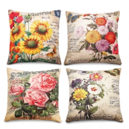 Vintage Blomma Bomull Linne Kuddfodral Soffa Heminredning