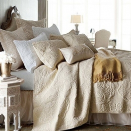 Vit Beige Vintage Blommig Täcken Set Queen Size Bed Quilt Set