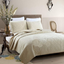 Vit Beige Vintage Blommor Täcken Set Queen Size Bed Quilt Set (beige Blommig)