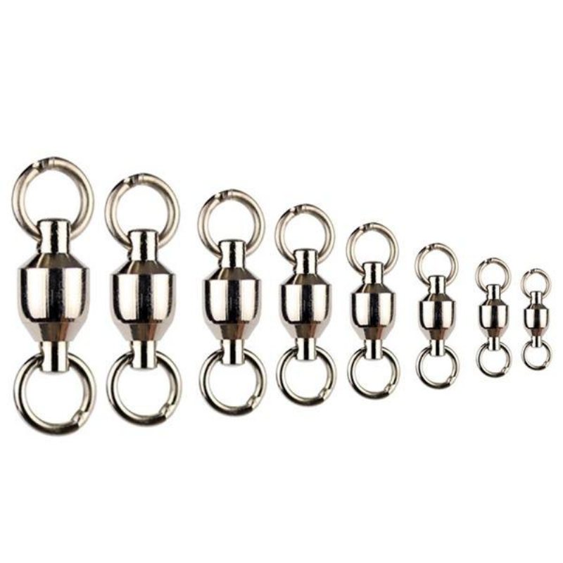 10 St Kullager Fishing Rolling Swivel Connectors Solid Rings Swivels 0-10#