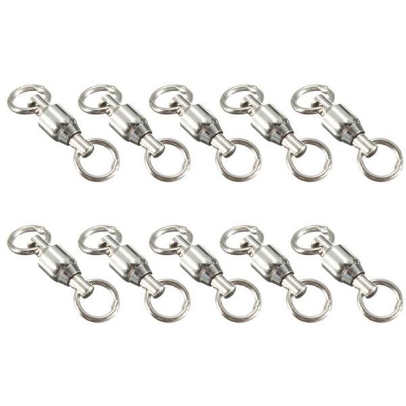 10 St Kullager Fishing Rolling Swivel Connectors Solid Rings Swivels 0-10#