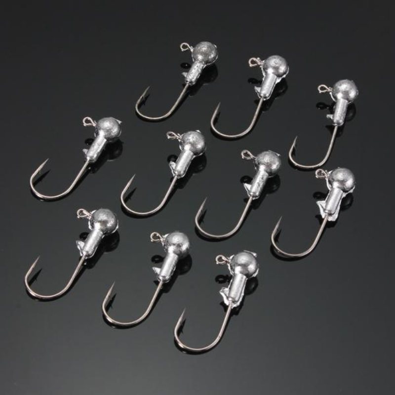 10st Jig Head Fiskekrokar Bly Round Jigs Krokar Fiskeredskap