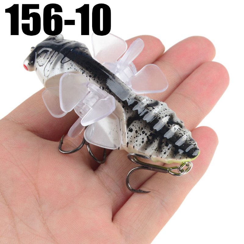 1psc 7.5 cm Artificiellt Bete Fiskedrag Insekts Roterande Vingar Swimbbait Fiskekrok