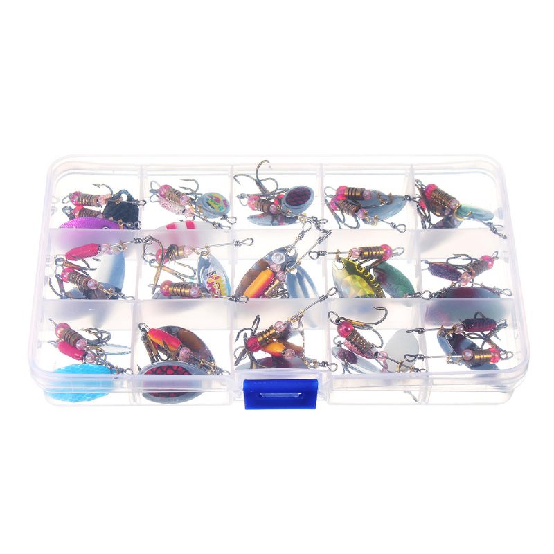 30st/lot Färgglad Trant-sked Metall Fiskedrag Spinner Bait Bass Tackle Med Box