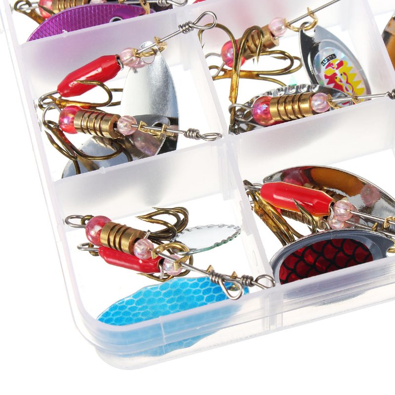 30st/lot Färgglad Trant-sked Metall Fiskedrag Spinner Bait Bass Tackle Med Box