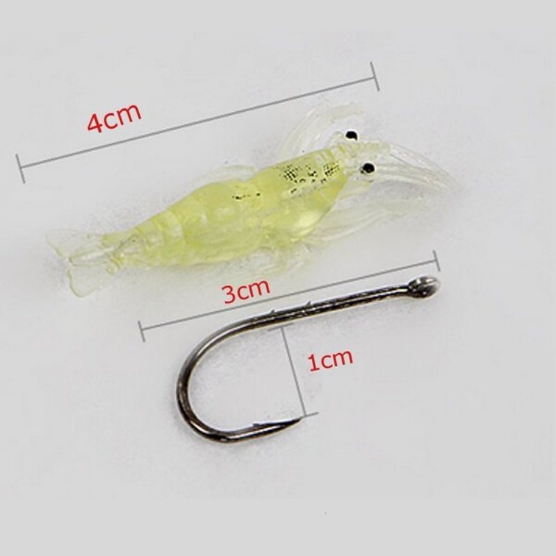 4 cm Räkfiske Mjuka Räkor Lure Krok Tackle Bete Fiskedrag