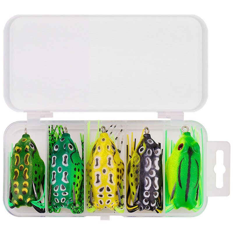 5/15 St Frog Fishing Lure Mjuka Konstgjorda 3d-ögon Silikon Fiskeredskap Beten Med Förvaringslåda