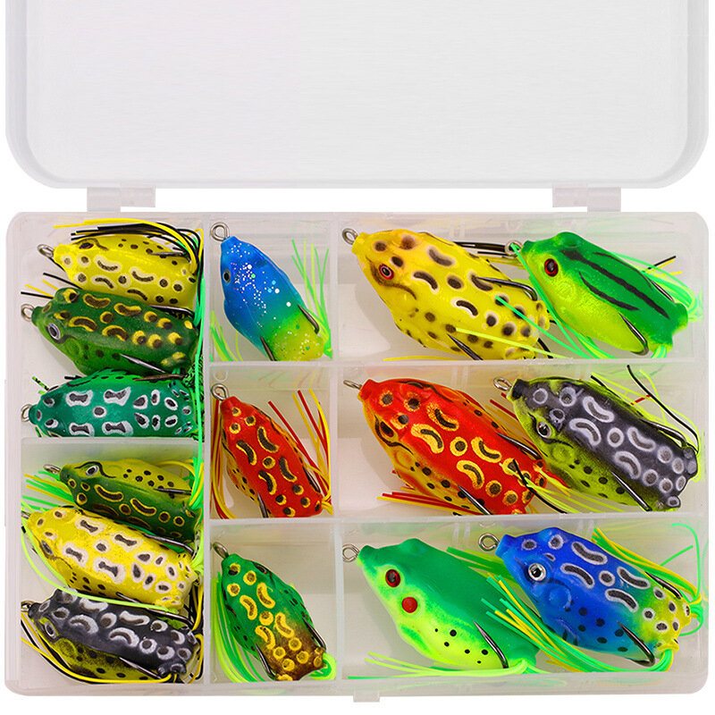 5/15 St Frog Fishing Lure Mjuka Konstgjorda 3d-ögon Silikon Fiskeredskap Beten Med Förvaringslåda