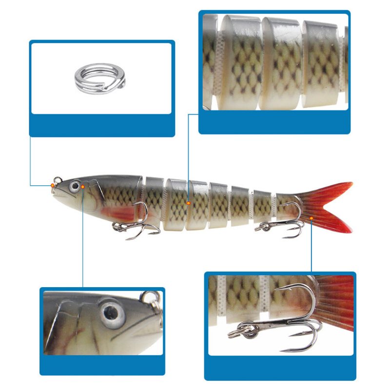 5 St 13.5 cm Fiskedrag 8 Sektion Sjunkande Hård Fiskkrok Simulering Age Artificia Spinnredskap Redskap Med Förvaringslåda