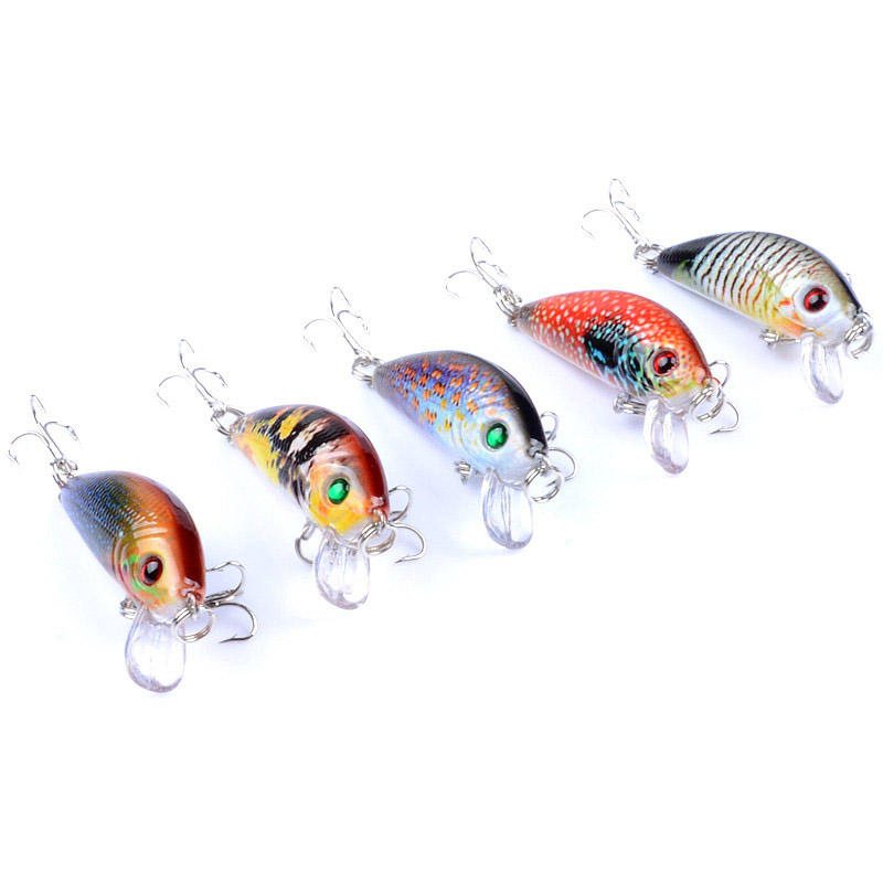 5 St 5cm 3.8g Fiskedrag Wobblers Målning Serie Fiske Topwater Konstgjorda Hårda Beten