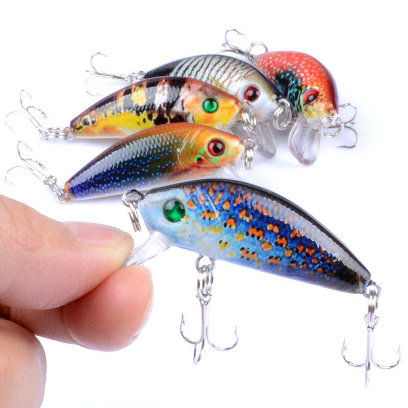 5 St 5cm 3.8g Fiskedrag Wobblers Målning Serie Fiske Topwater Konstgjorda Hårda Beten