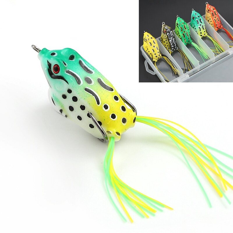 5 St Frog Lure Mjukt Tube Bete Plast Fiskedrag Med Fiskekrokar Topwater Ray Artificiellt Fiskeredskap