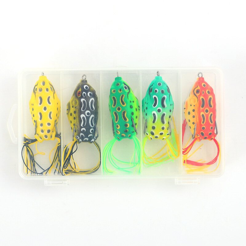 5 St Frog Lure Mjukt Tube Bete Plast Fiskedrag Med Fiskekrokar Topwater Ray Artificiellt Fiskeredskap