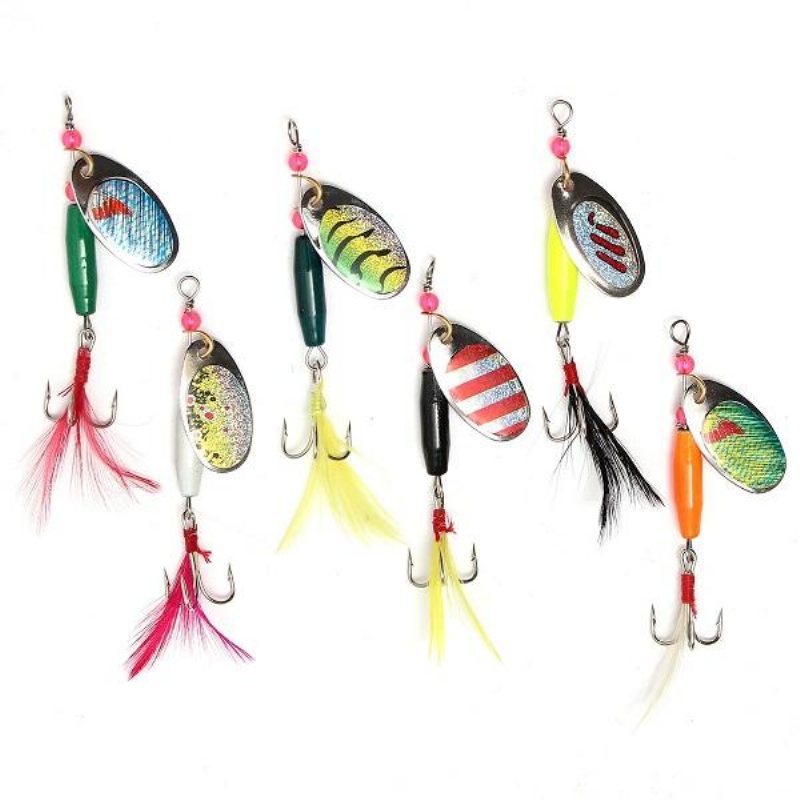 6st Sked Metall Fiskedrag Crankbaits Bass Tackle Krokar Set Spinner Baits