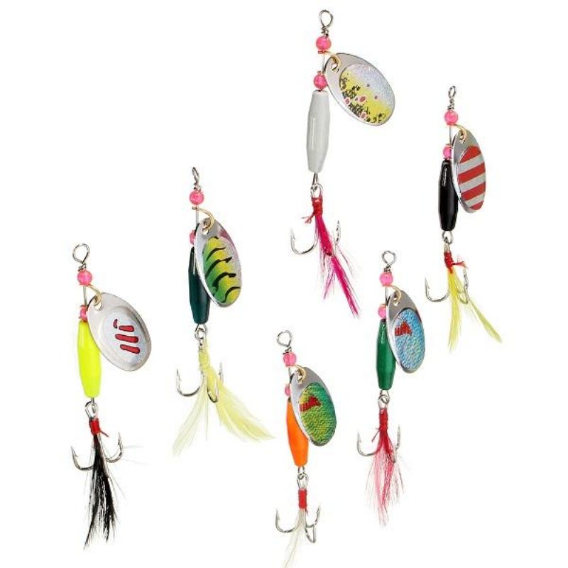 6st Sked Metall Fiskedrag Crankbaits Bass Tackle Krokar Set Spinner Baits