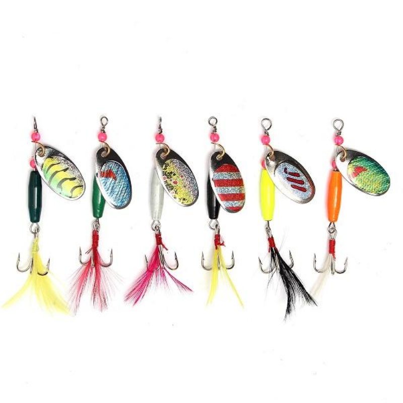 6st Sked Metall Fiskedrag Crankbaits Bass Tackle Krokar Set Spinner Baits