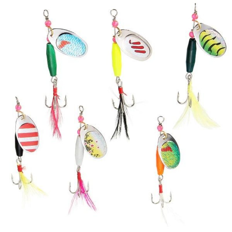 6st Sked Metall Fiskedrag Crankbaits Bass Tackle Krokar Set Spinner Baits