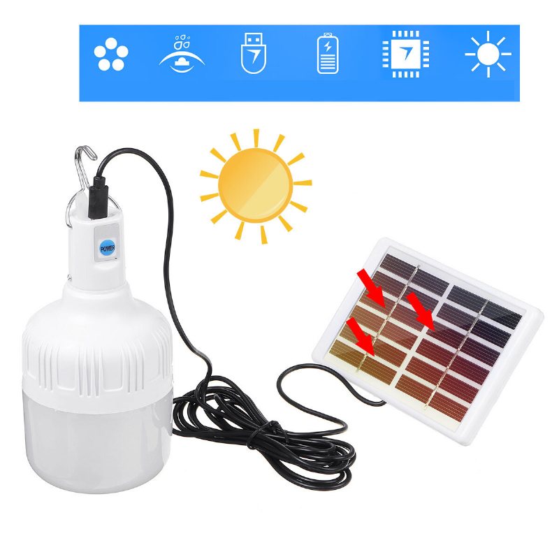 80w Vattentät Usb Laddning Solar Camping Light Fiskelampa Hooking Lighting