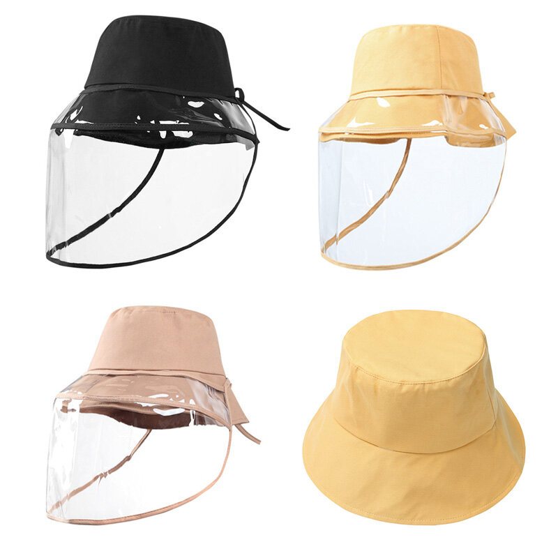 Avtagbar Fisherman Bucket Hat Transparent Skyddsmask Hatt Anti-dimma Saliv Fiske Vandring