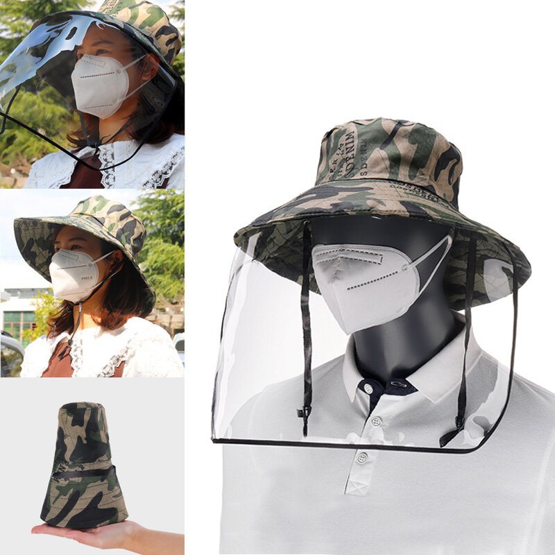 Avtagbar Transparent Skyddsmaskhatt Anti-dimma Stänksäker Fisherman Bucket Hat