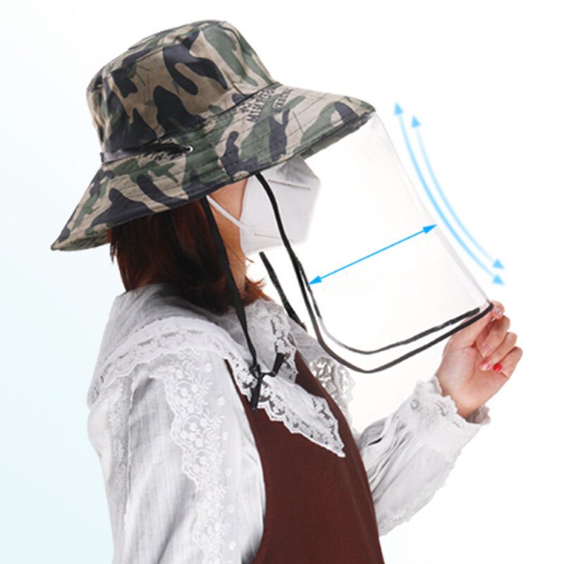 Avtagbar Transparent Skyddsmaskhatt Anti-dimma Stänksäker Fisherman Bucket Hat