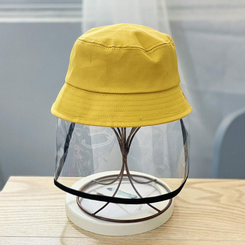 Barn Anti-imma Saliv Dammtät Skyddande Fisherman Bucket Hat Transparent Skyddsmask Hatt