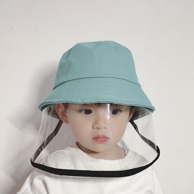 Barn Anti-imma Saliv Dammtät Skyddande Fisherman Bucket Hat Transparent Skyddsmask Hatt