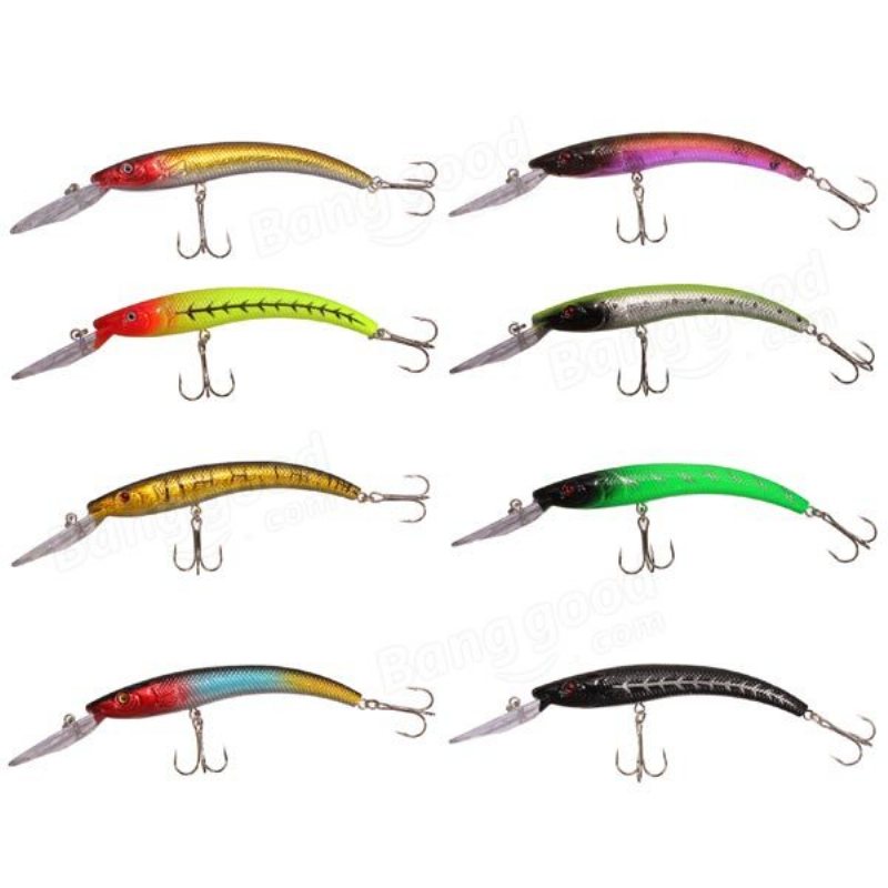 Bass Fiskedrag Dykning Crankbaits Minnow Treble Krokar Beten 15.5cm