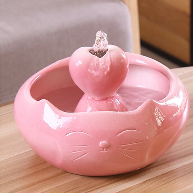 Cat Ear Design 2500ml Porslin Automatisk Cirkulerande Vattendispenser Husdjursskål Vatten Söt Fontän Dricksförråd För Husdjur Med Brusreducerande Pump