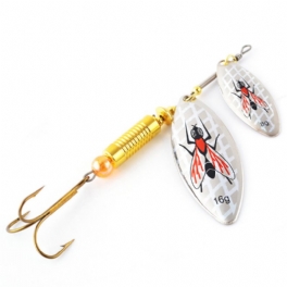 Double Spoon Paljetter Bass Lure Bait Minnow Fishing Trippelkrok Med Krok